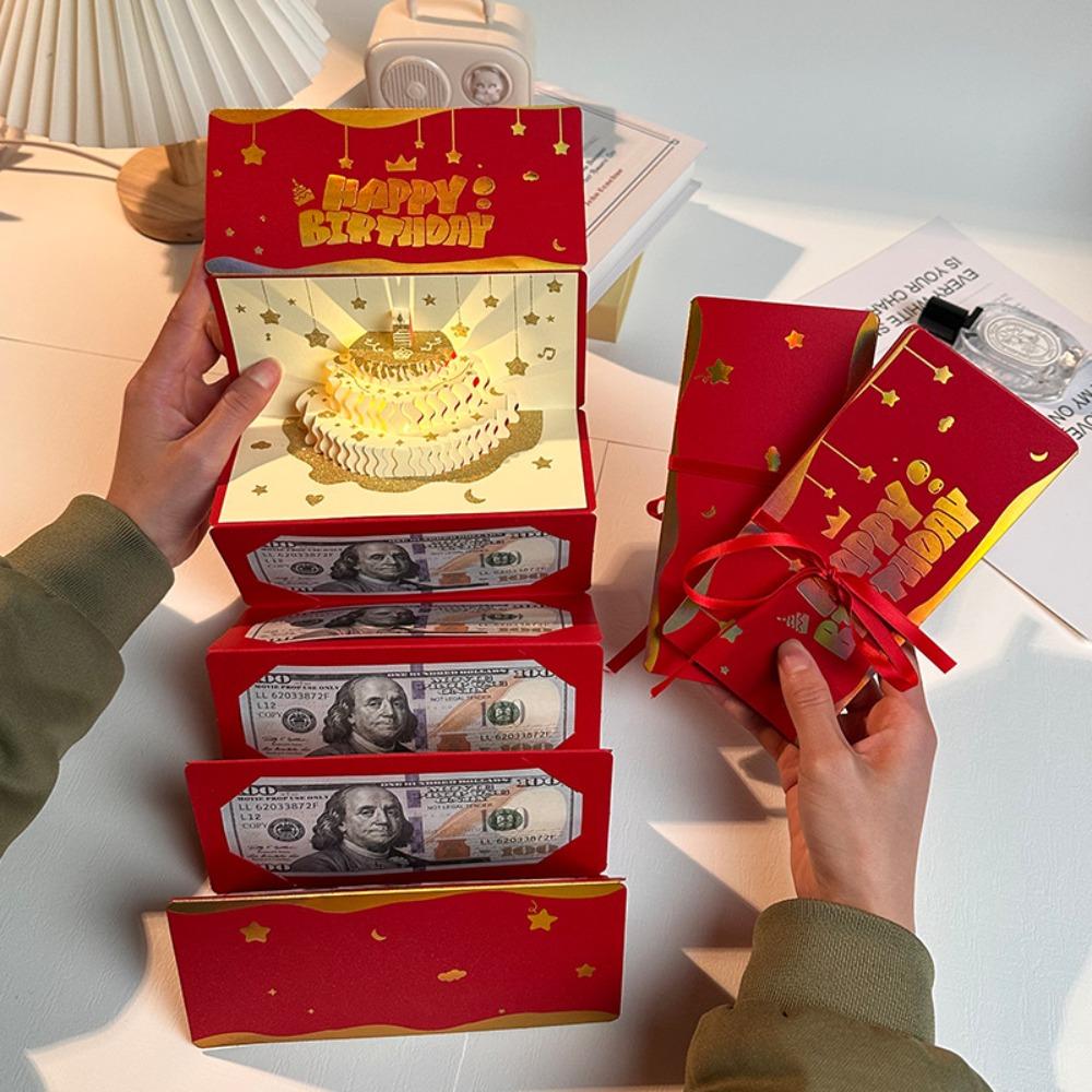 3D Pop-Up Geburtstag Roter Umschlag Grußkarte Roter Umschlag Grußkarte Überraschungsgeschenk