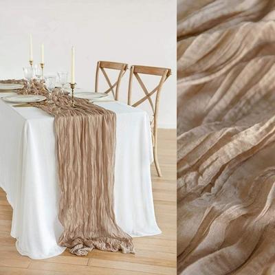 2 Pcs 90x300cm Cheesecloth Table Runner Boho Cheese Cloth Table Runner for Wedding Party Bridal Baby Shower Birthday Table Decorations