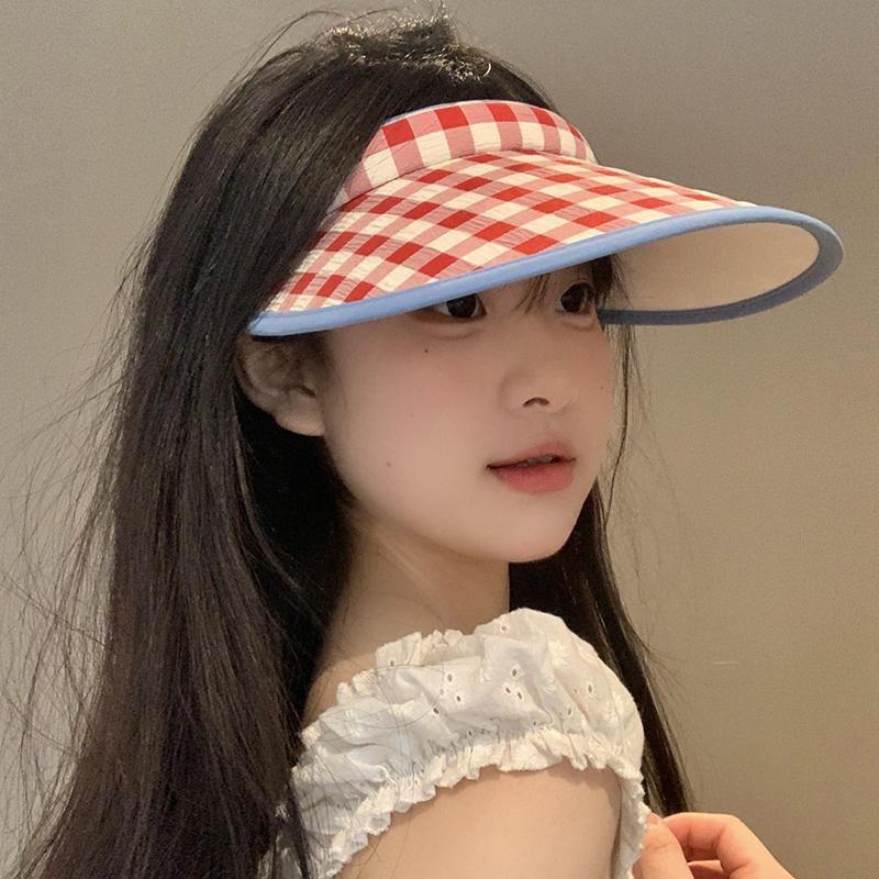 Cap Sun Sunscreen Hat Grid Pattern Uv Protection Breathable Versatility Unisex