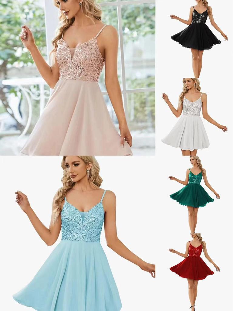 Elegante Vestido de Noche de Lentejuelas 2024 para Eventos Europeos, Americanos y de Oriente Medio