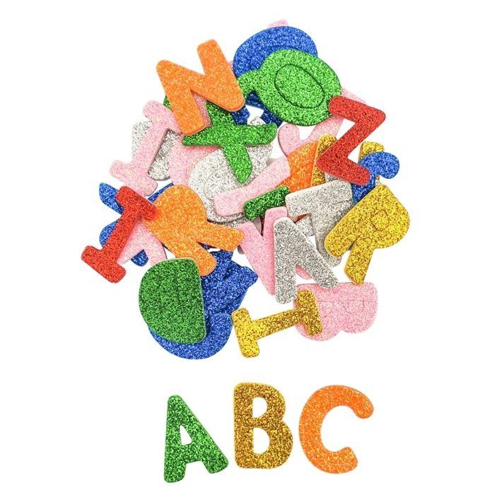 Letters - Alphabet - Adhesive - Foam with Glitter - Assorted Color