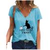 Fashion Spring  Black Cat Print Blouses Short Sleeved V-Neck T Shirts Casual