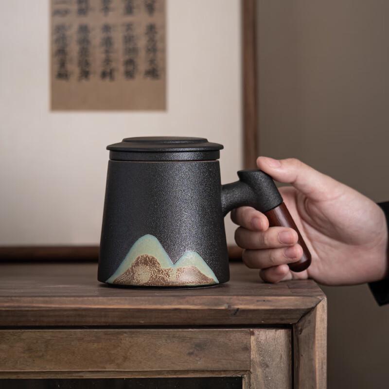 Sushi Ceramics Hand-Painted Cultural Office Tea Mug with Filter