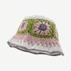 2023 Autumn New Crochet Korean Handmade Bucket Hat Women Weaving Knitted Hat Y2k Fashion Flowers Autumn Winter Beanies Basin Cap