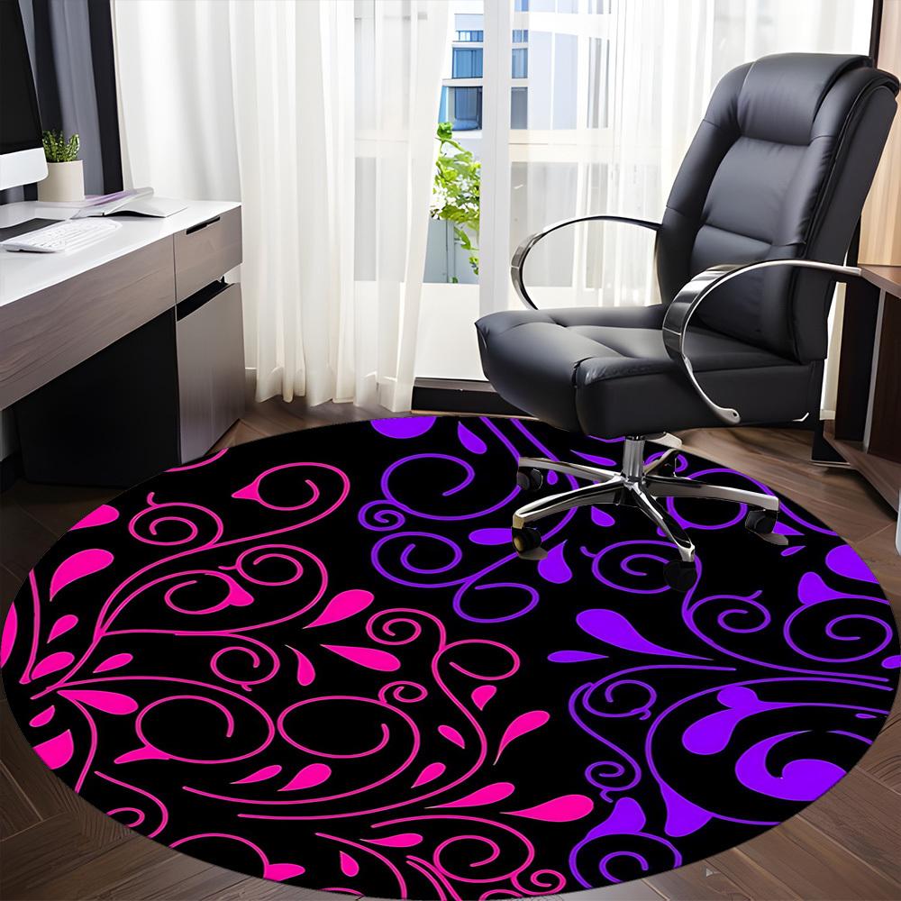 1pc Floral Swirls Office Round Area Rug, Indoor Mat Suitable ForOffice, Under Office Chairs Bedroom Living Room Home Decor, Room Deco T088