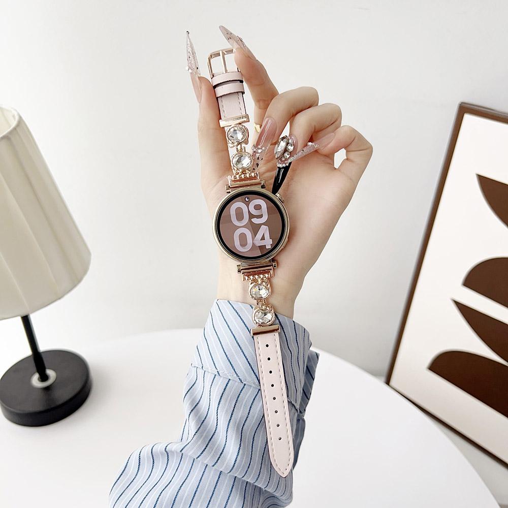 

18mm Watch Band Leather with Bling Metal Slim Smartwatch Bracelet Strap for Huawei Watch GT 5 41mm GT4/ Venu 3S/ Forerunner 265S 18mm світло-рожевий колір
