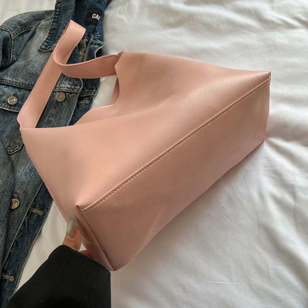 Elegante Weiche PU-Tragetasche Spritzwassergeschützt Französische Achseltasche Einfarbige Handtasche Einkaufen