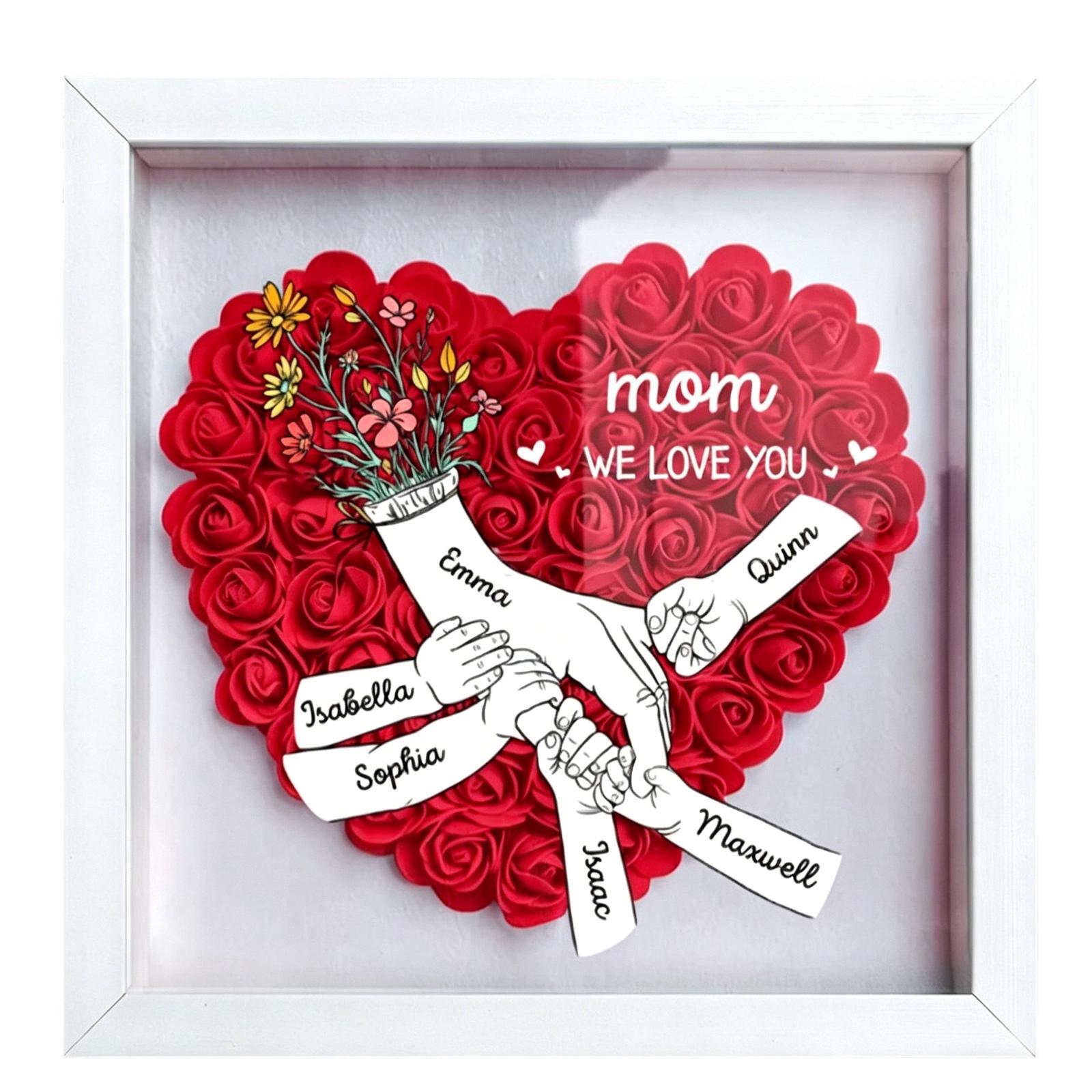 

Personalized Patterned And Text Illuminated Flower Box Bouquet Mother s Day Gift Hand In Hand Flower Shadow Box S