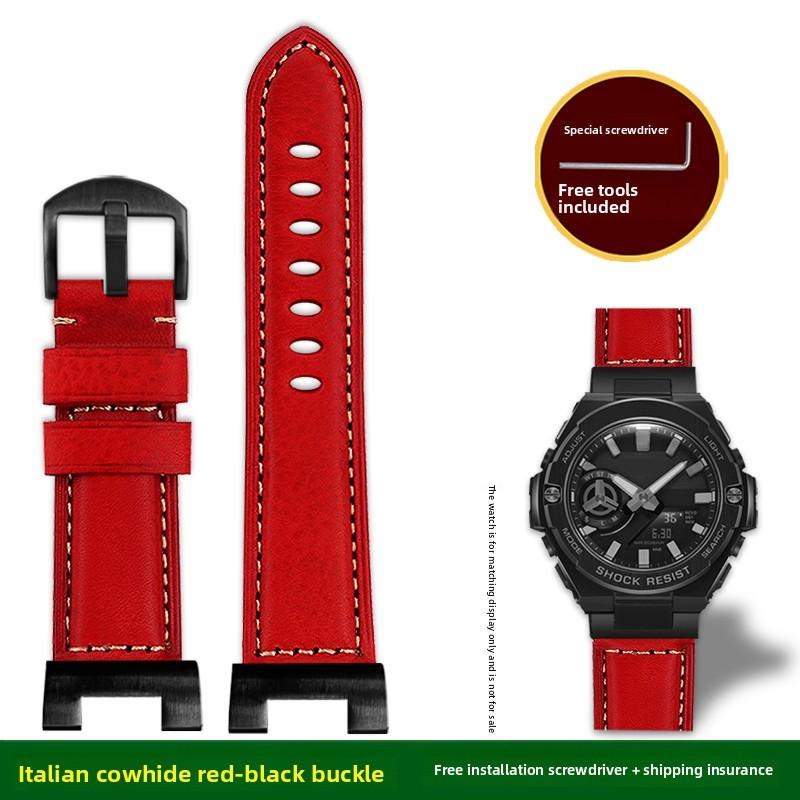 Retro matt Rindsleder Uhrenarmband für Casio G-Shock GST-210 GST-W300 GST-400G GST-B100 S100D/S110D/W110 Herren Lederarmband Armband