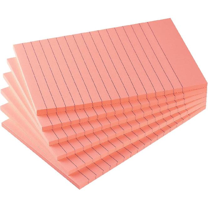 Early Buy 6 Pads Lined Sticky Notes with Lines 4x6 Self-Stick Notes Bright Color Sticky Notes, 45 Sheets/Pad (Yellow)