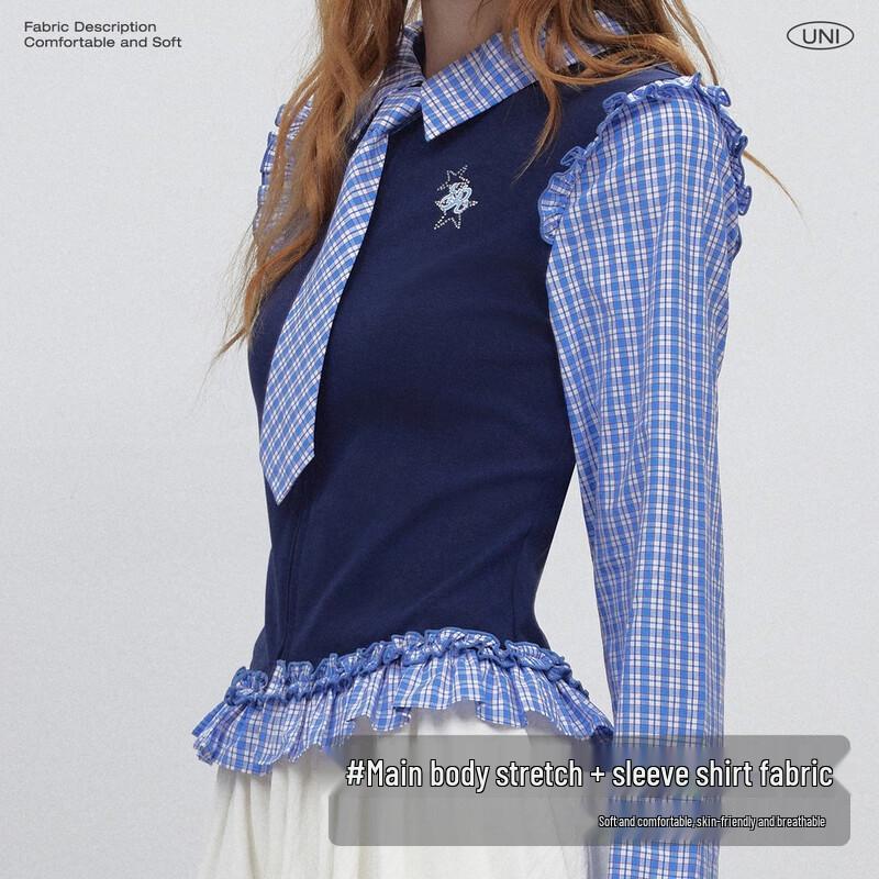 unifree Korean Style Printed Long Sleeve Shirt with Tie