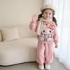 2026 Stylish Girls' Fleece-Lined Hoodie & Jogger Set - Winter Warm Cartoon Design