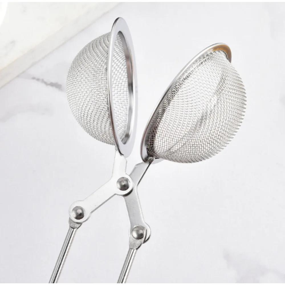 Stainless Steel Spoon Tea Ball Infuser Filter Squeeze Leaves Herb Mesh Strainer Tea Infuser In Mesh Tea Ball with Handlet Silver