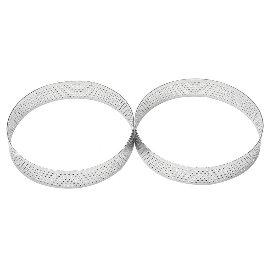 ABWR-10Pcs Circular Tart Rings With Holes Stainless Steel Fruit Pie Quiches Cake Mousse Mold Kitchen Baking Mould