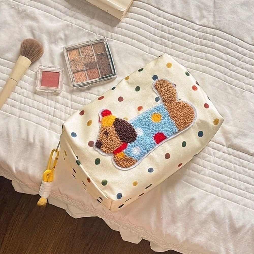 Zipper Travel Toilet Bag Large Capacity Skincare Storage Bag Cartoon Puppy Cosmetic Bag Stationery