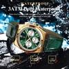 POEDAGAR Orologio da uomo di lusso alla moda Impermeabile Luminoso Cronografo Data Quarzo da polso Moda Sportivo Pelle Orologi