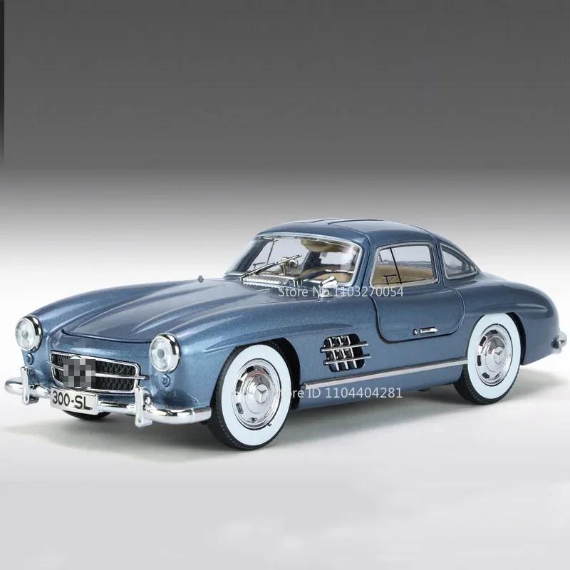 1:24 W140 300sl Toys Alloy Miniature Car Diecast Model Doors Opened Sound Light Pull Abck Rubber Tires Vehice Kid Christmas Gift