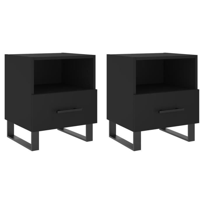 VidaXL Tables de chevet 2 pcs noir 40x35x47,5 cm bois d’ingénierie 827487