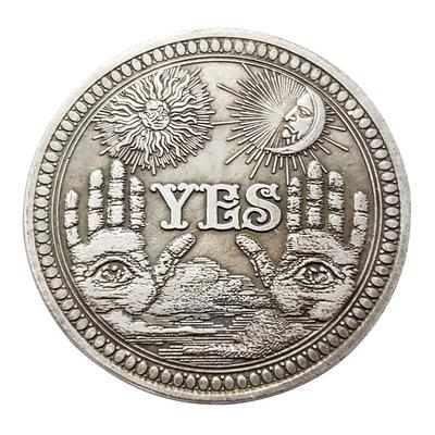Tak lub Nie Pamiątkowa Moneta z Czaszką Vintage Metalowa Moneta Pamiątka Wyzwanie Kolekcjonerskie do Dekoracji Domu Sypialni Półki na Książki