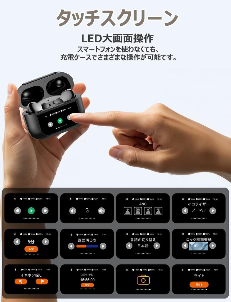 Wireless Bluetooth Earphones for 2025 Touchscreen with Bluetooth IPX7 Noise Up to 48 Hours of Automatic ENC HiFi Sound Compact and Compatible with and
