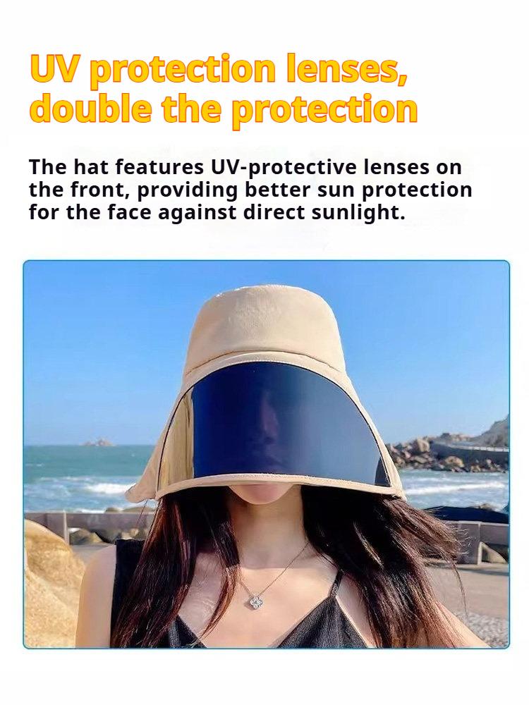 Freedom Outdoors Women's Black Full Face Uv Protection Sun Hat For Wide Brim Bucket Hat With Removable Visor Summer Beach Essential Bucket Hats 56-58Cm