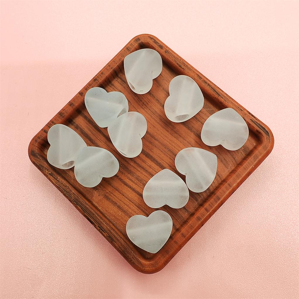 50Pcs DIY Accessories Handmade For Heart Shape Jewelry Making Transparent Frosted Acrylic Beads Earrings Hair Jewelry Bracelet Necklace Charms