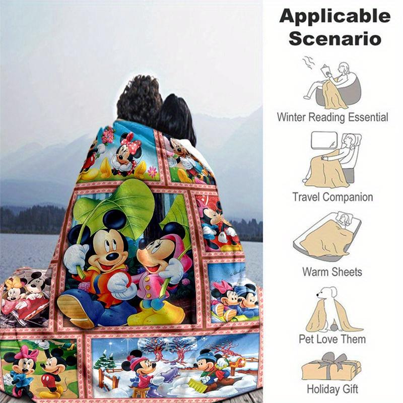 1pc. Cartoon Mickey Minnie Mouse Blanket, Home Decorative Throw for All Seasons, Soft Flannel Throw Blanket, Living Room, Travel, Camping, C