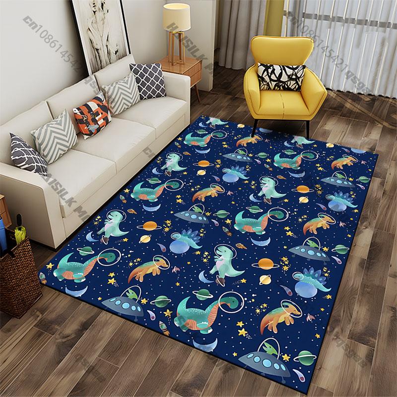 Dinosaurs Exploring Outer Space Carpet Yoga Living Room Room Decor Children's Crawling Mat Doormat Area Rug Games Mat