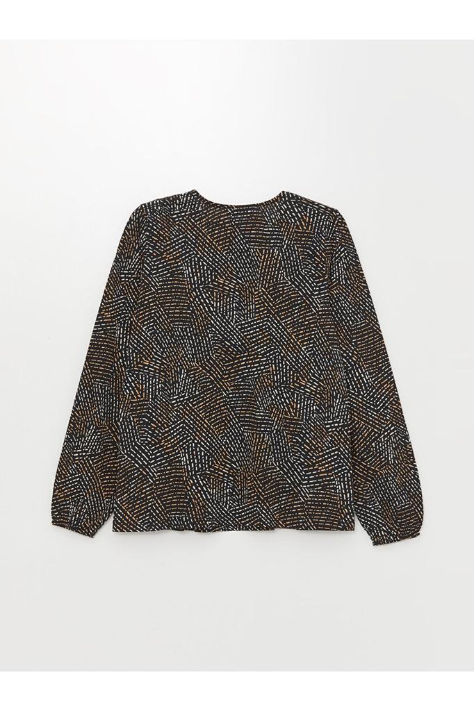 Bluzka damska LCW z kołnierzykiem wiązanym i długim rękawem