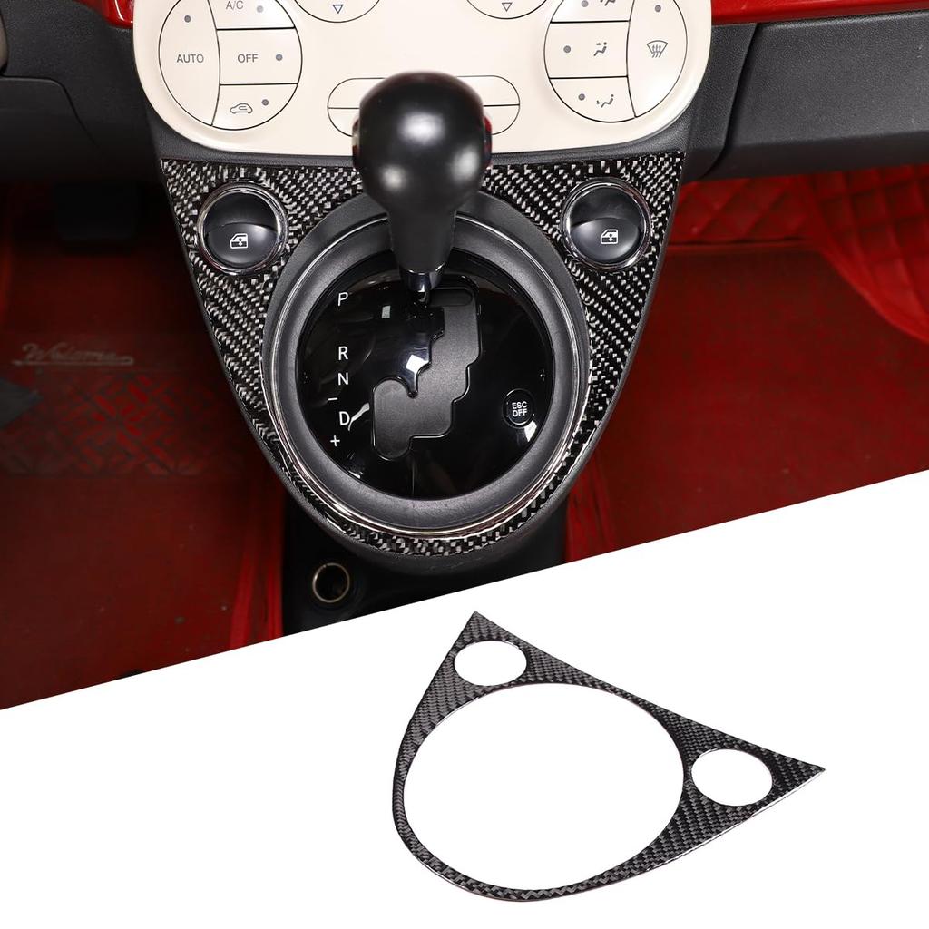 Hcilloend Carbon Fiber Shift Gate Sticker for New Fiat 500 Easy Interior Custom Carbon Fiber Look Panel/Cover (2010-2022), Installation, Stick-On,
