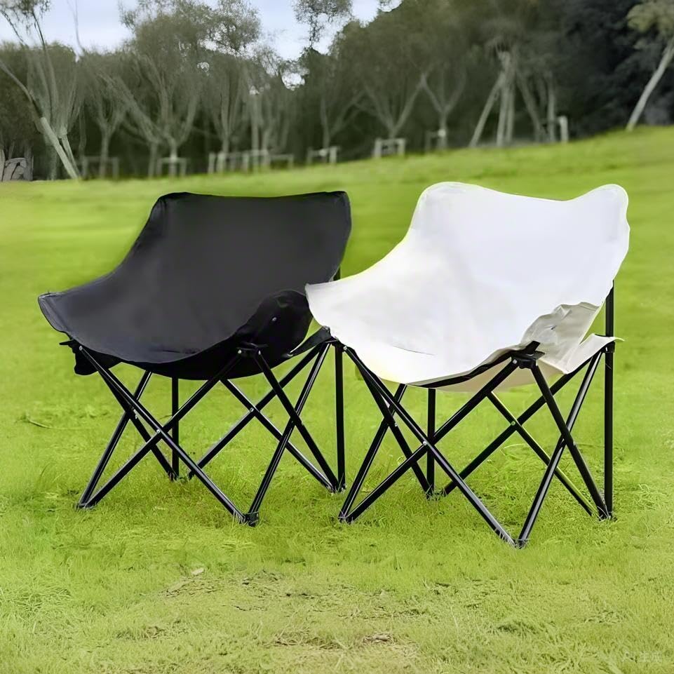 Portable Folding Moon Chair for Outdoor Activities, Beach, Picnics, and Camping (Black)