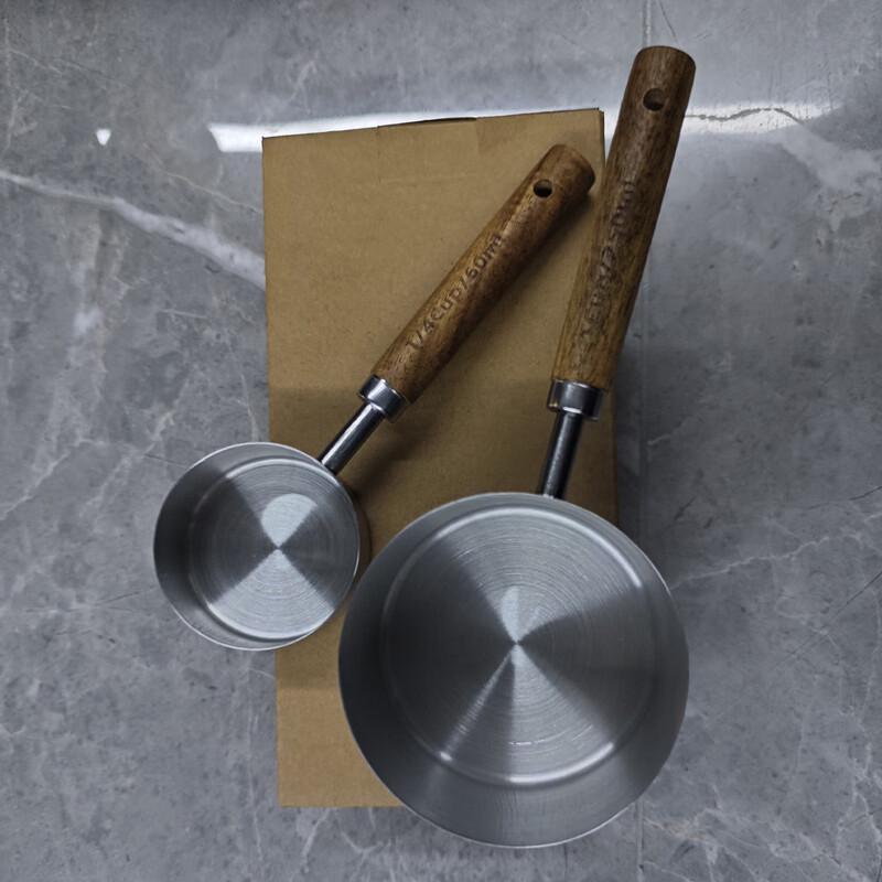 Wood Handle Stainless Steel Baking Measuring Set