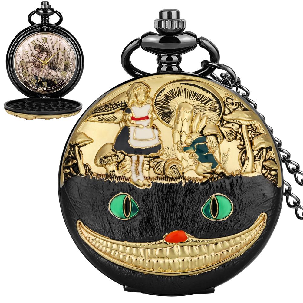 Mr. Rabbit and Girl Vintage Pocket Watch, with Chain, Can Be Used As a Gift, Necklace Pendant, Party Gift Jewelry Accessory