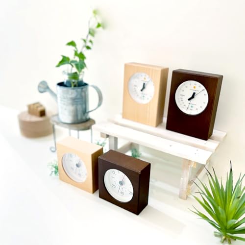 KATOMOKU Termo-Higrômetro, Marrom, km-101BR, de Mesa/Montável na Parede, Madeira, Retangular, 11 x 8 x 3,3 cm