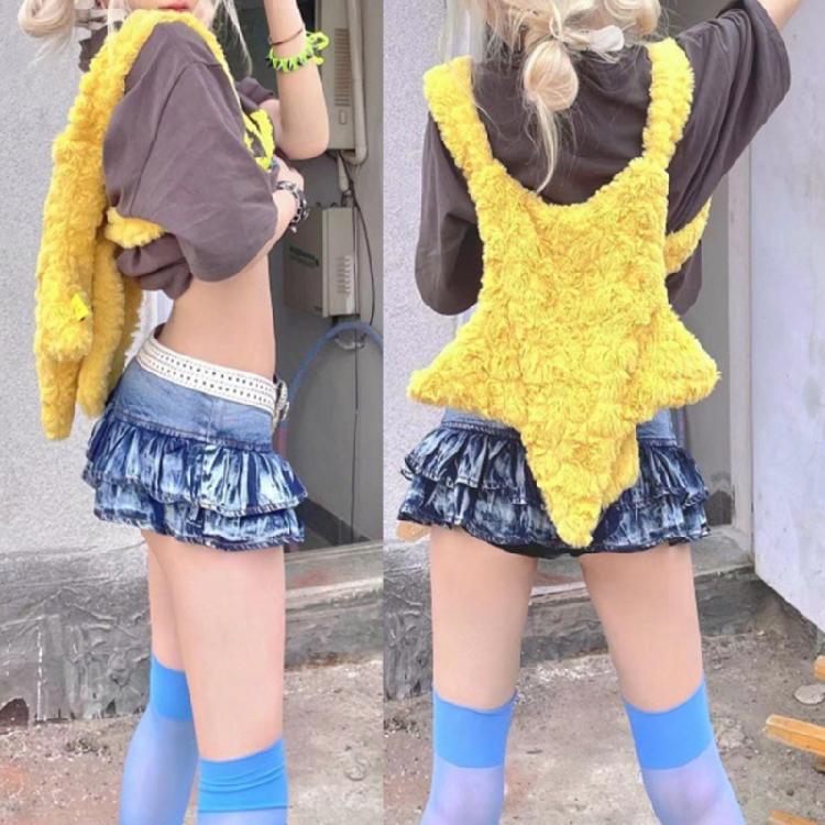 Star Shape Crossbody Bag Plush Inclined Shoulder Bag Portable Plush Shoulder Bag