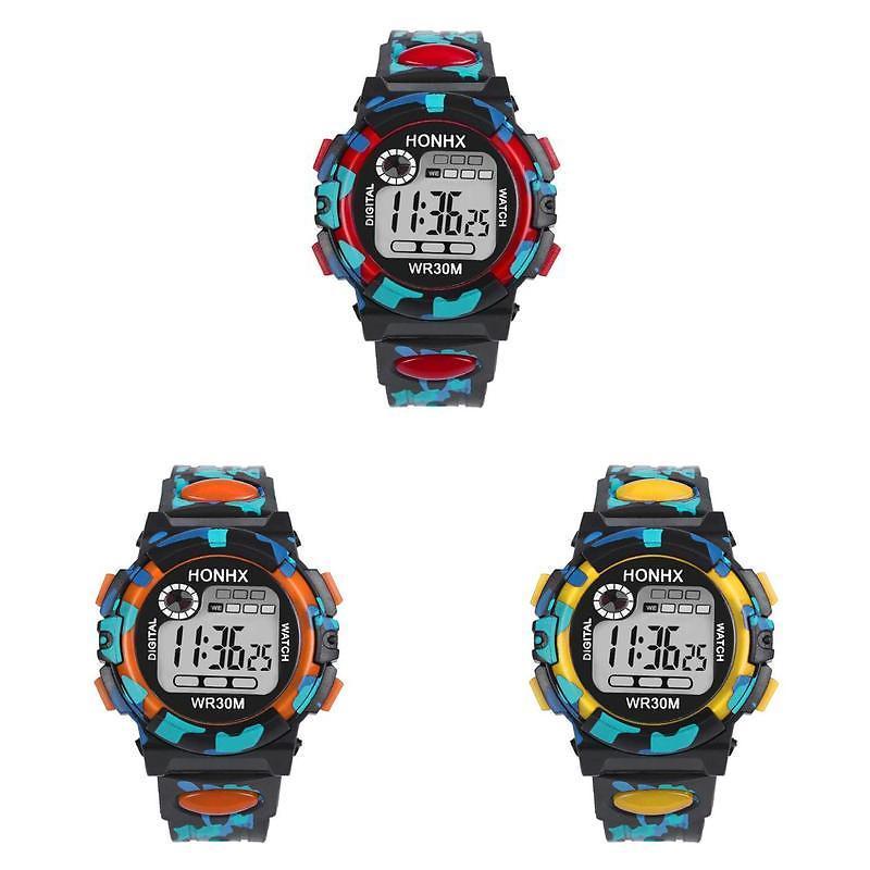 Honhx Men's Multi-functional Led Sports Watch In Stylish Camouflage Design For Students And Kids With Waterproof Features And Night Light
