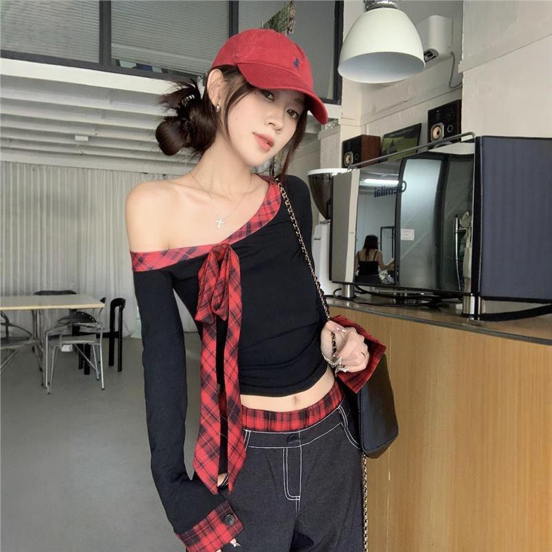 

Женская футболка с одним плечом, облегающего кроя, с длинным рукавом и комплект брюк широкого кроя S