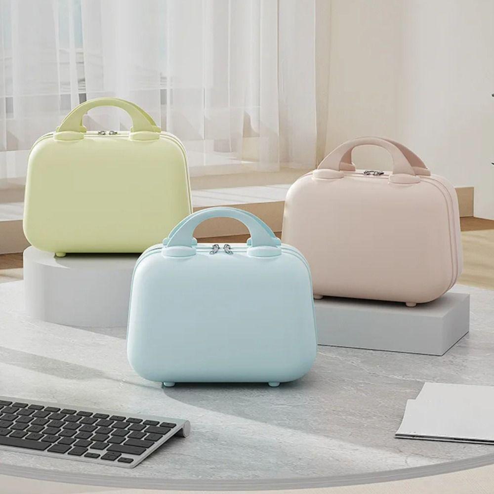 Large Capacity Solid Color Suitcase Square Box Makeup Case Casual 14-inch Cosmetic Cases Travel
