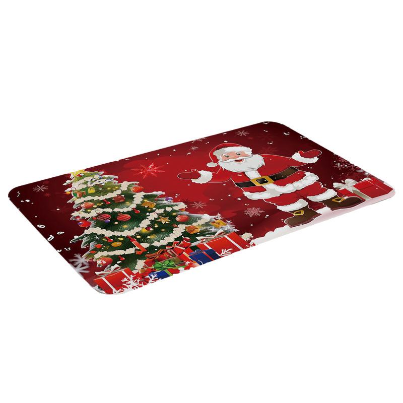 Christmas Themed Diatomite Bath Mat Non-Slip Absorbent Floor Mat for Home Entryway Bathroom Festive Decor