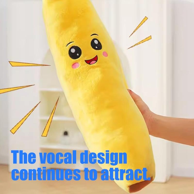 Engaging Noise Producing Banana Fabric Companion Long Banana Safe For Aggressive Chewers
