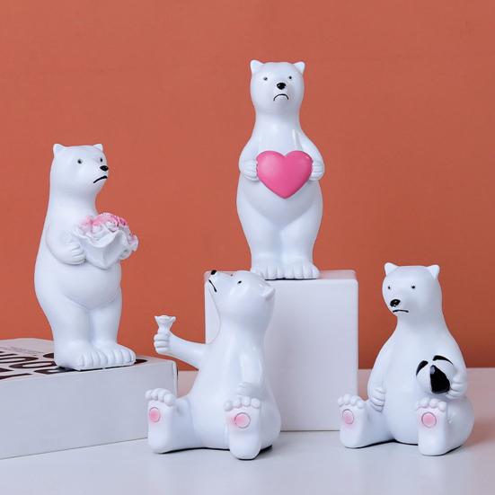 

Статуя большого белого медведя с цветком, декоративная, экологически чистая
