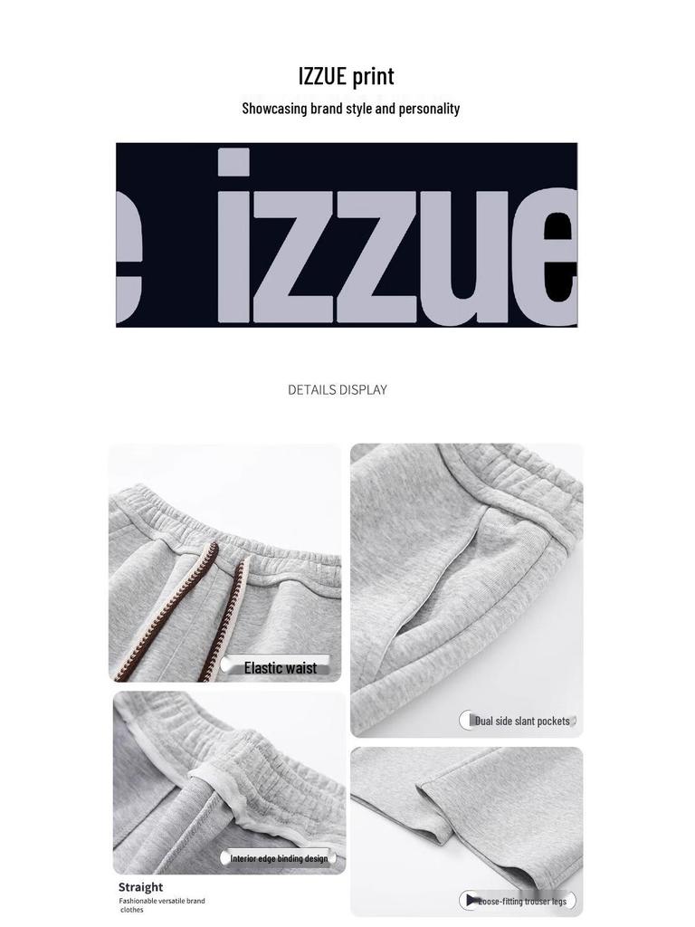 Izzue Unisex Spring/Autumn Straight-Leg Casual Pants