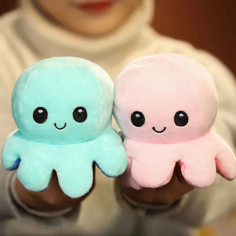 18-48cm Cute Double-Sided Plush Octopus Pillow Soft Stuffed Animal Doll Home Room Decor Gift for Kids