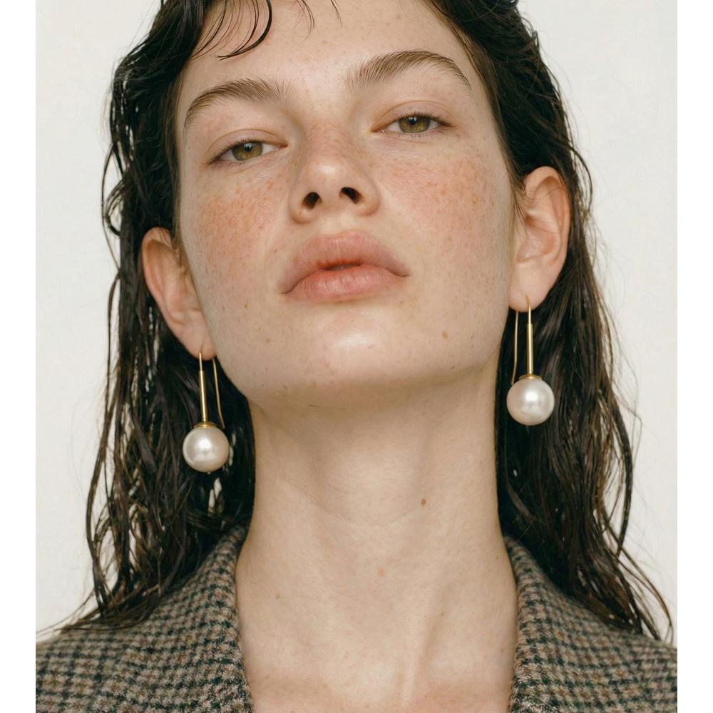 Yhpup Korean Style Imitation Pearls Round Drop Earrings Stainless Steel Elegant Chic Charming Jewelry for Women Gift Waterproof