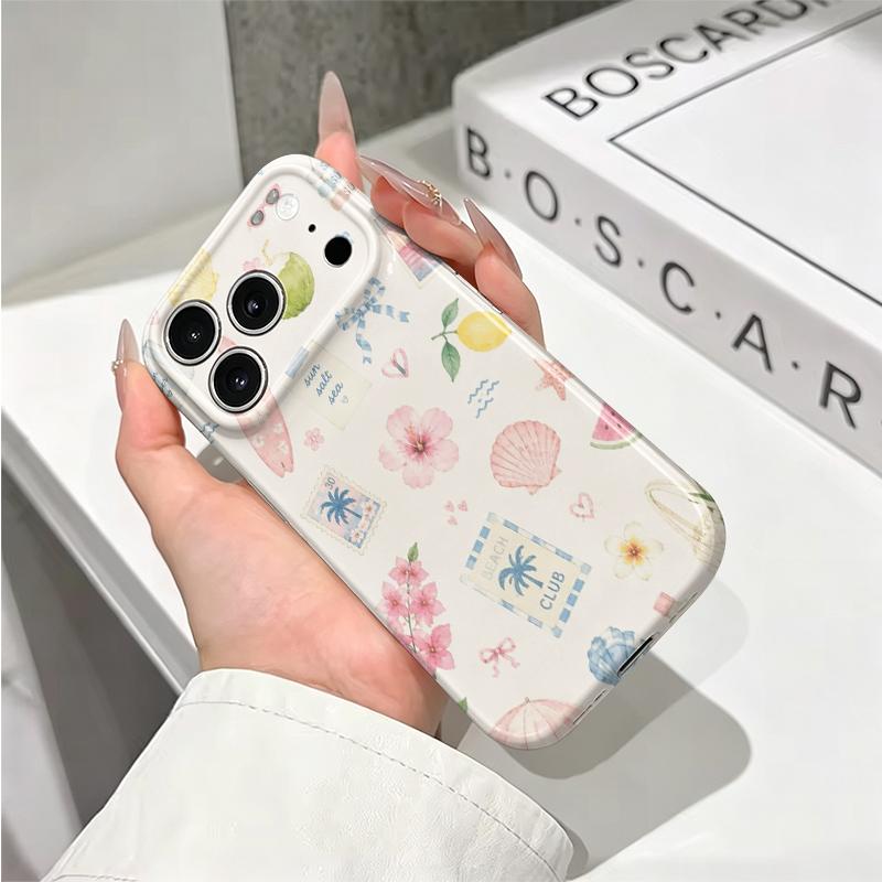 Coastal Beach Life Summer Club Pattern Art Graphic Film Aesthetic Protective Shockproof Bumper Phone Case Cover For iPhone 14 15 16 17 Pro Max Plus