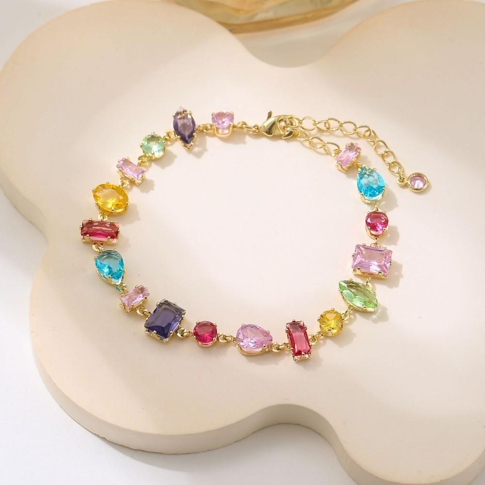 Elegant Zircon Necklace Bracelet Eariings Zircon Colorful Crystal Zircon Necklace Unique Sparkling Fashion Jewelry Accessory