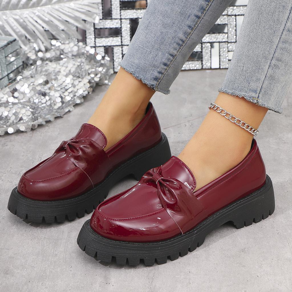 Large size women's spring and autumn new women's shoes round head foot thick sole casual single shoes women