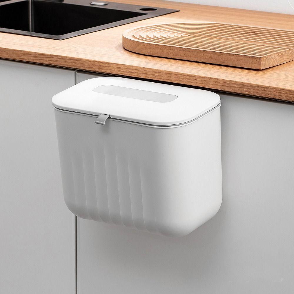 7/11L Wall-Mounted Trash Bin with Lid Bathroom Trash Can Compact Wall Hanging Rubbish Bin  Kitchen