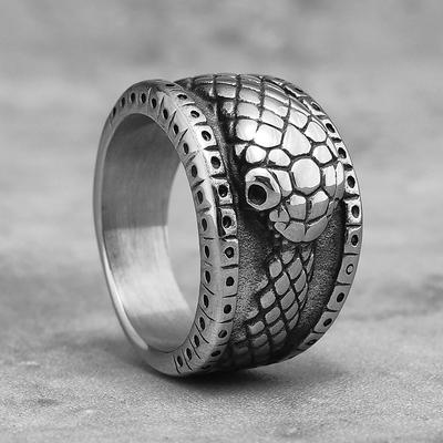 Ouroboros Snake Animal  Stainless Steel Mens Women Rings Punk HipHop Trendy for Male Biker Jewelry Creativity Gift