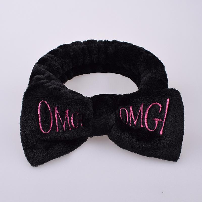 Custom Logo SPA Bowknot Hair Lace Sports Headband Adjustable Elastic OMG Hair Band for Women and Girls Yoga Shower Wash